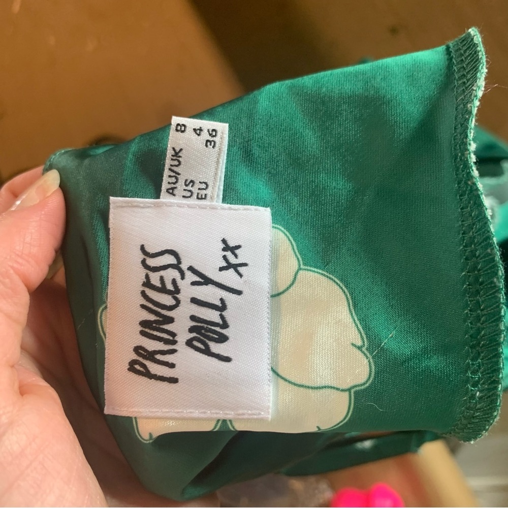 Princess Polly Green Flower Mini Dress 3686 - Picture 5 of 7